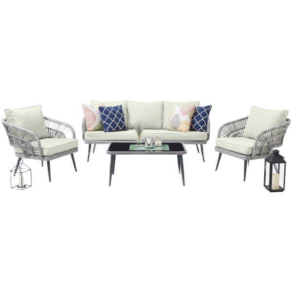 Riviera 4-Piece Conversation Set in Weathered Grey and Cream