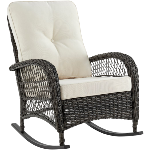 Fruttuo Upholstered Rocking Chair in Cream and Black
