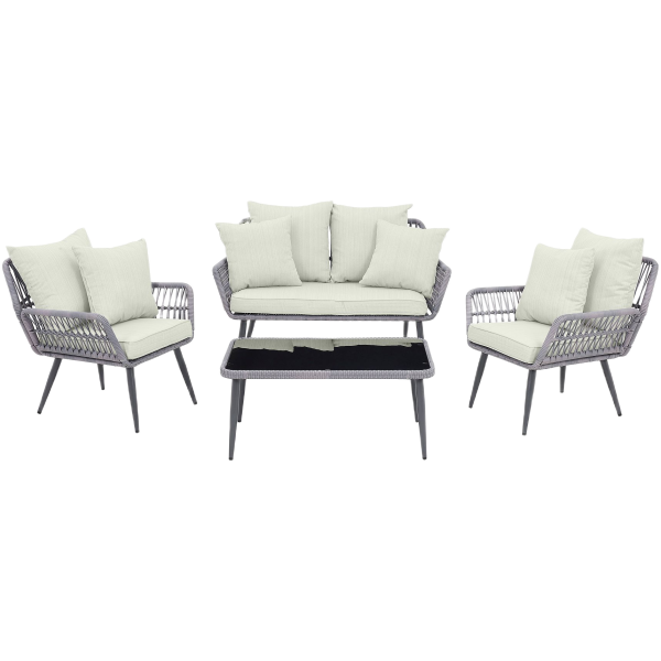 Portofino 4-Piece Conversation Set in Weathered Grey and Cream