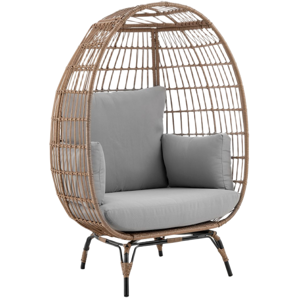 Spezia Freestanding Egg Chair in Tan and Cream