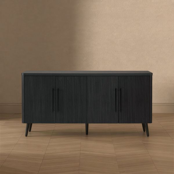 Jodie 65" Fluted Sideboard in Charcoal Grey