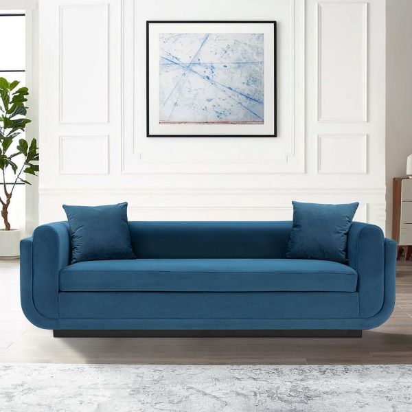 Edmonda 91" Velvet Sofa in Sapphire Blue