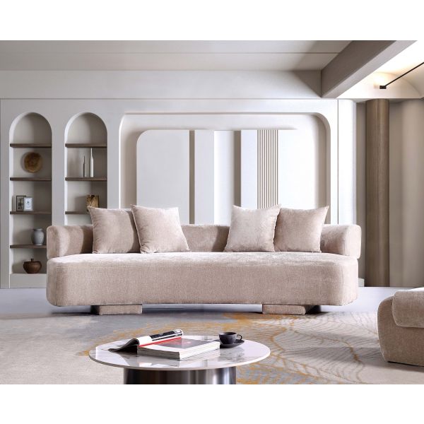 Verandah 112" Chenille Sofa in Beige