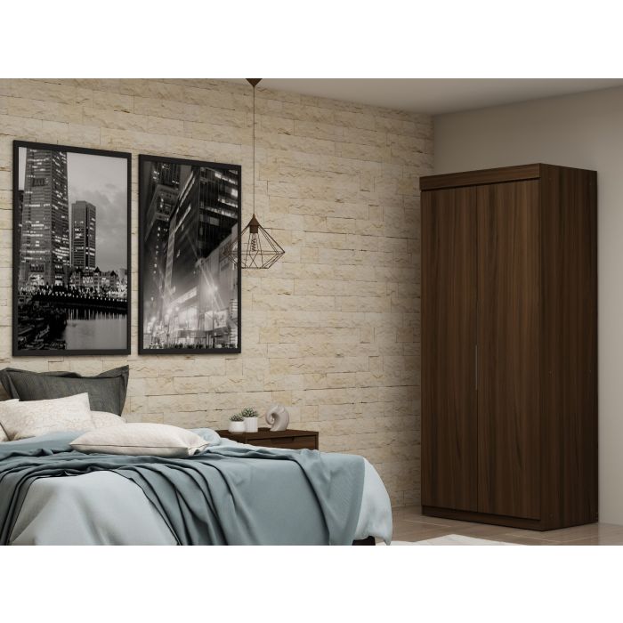 Mulberry 2.0 Sectional Modern Armoire Wardrobe Closet with 2 Drawers in Brown