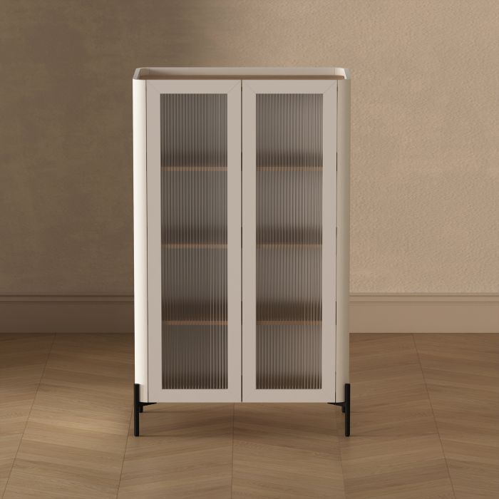Abbey 32" Tempered Glass Bookcase Cabinet (4-Shelf)