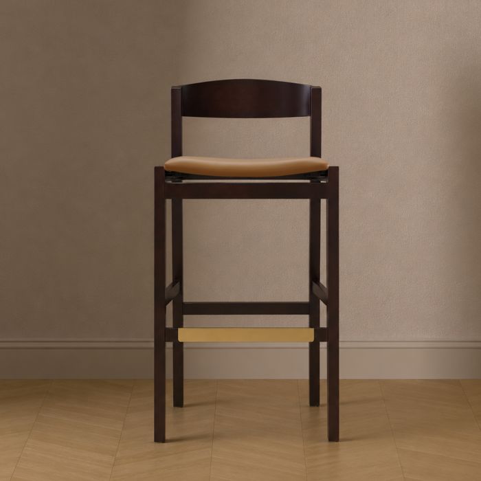 Klismos Wood Upholstered Barstool