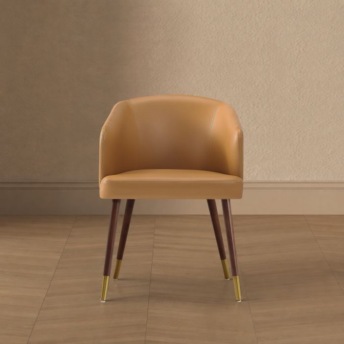 Reeva Wood Vegan Leather Accent Chair