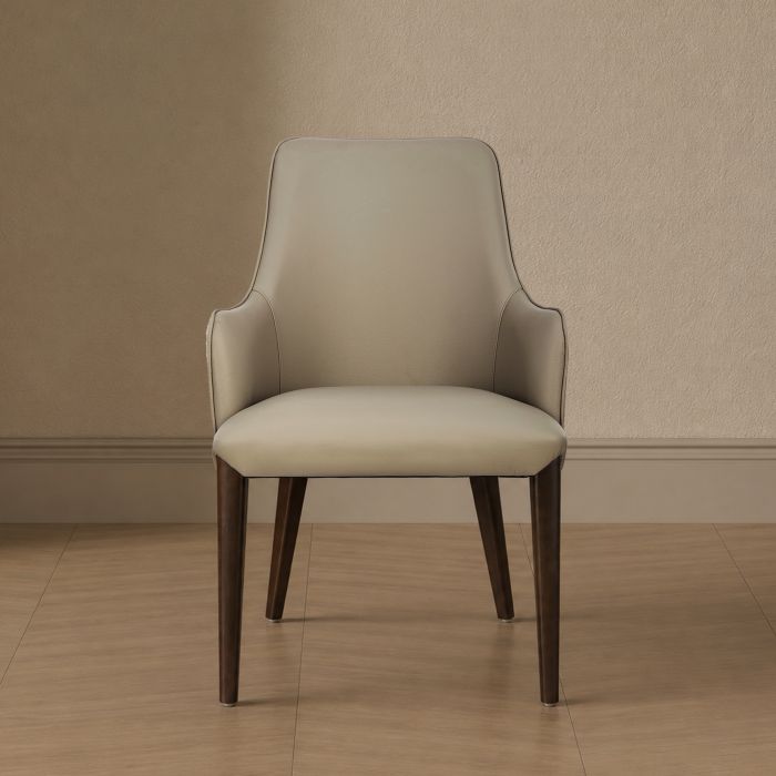 Belmont Chenille and Faux Leather Wood Upholstered Armchair