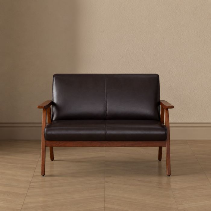 ArchDuke Wood Vegan Leather Loveseat