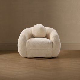 Tribeca Chenille Lounge Chair in Cream