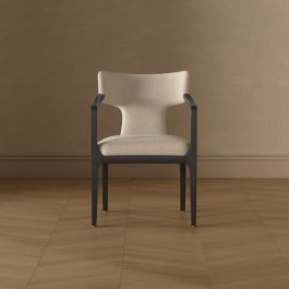 Eloria Wood Chenille Armchair in Cream