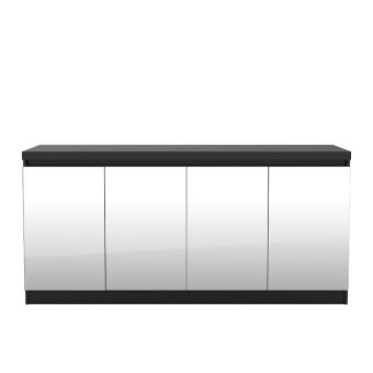 Viennese 62.99 in. 6-Shelf Buffet Cabinet with Mirrors in Black Matte