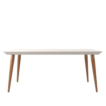 Utopia 70.86" Modern Beveled Rectangular Dining Table with Glass Top in Off White 