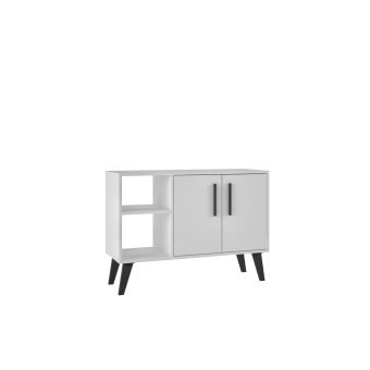 Mid-Century- Modern Amsterdam 35.43" Sideboard with 4 Shelves in White