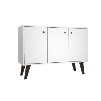 Mid-Century- Modern Bromma 35.43" Sideboard 2.0 with 3 Shelves in White