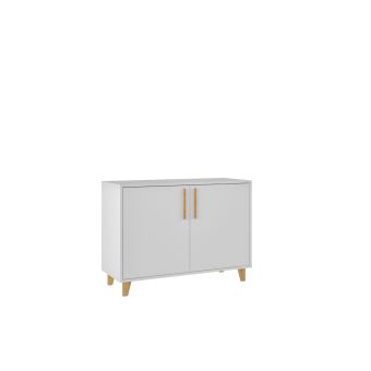 Mid-Century Modern Herald Double Side Cabinet with 2 Shelves in White