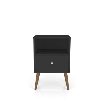 Liberty Mid-Century Modern Nightstand 1.0 with 1 Cubby Space and 1 Drawer in Black