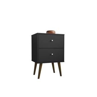 Liberty Mid-Century Modern Nightstand 2.0 with 2 Full Extension Drawers in Black