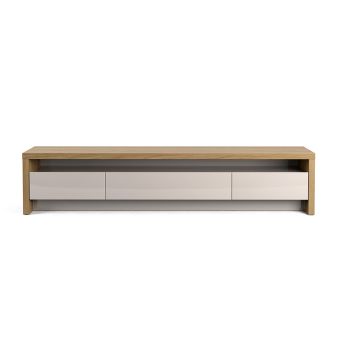 Sylvan 85.43" TV Stand with 3-Drawers in Nature Wood and Off White 