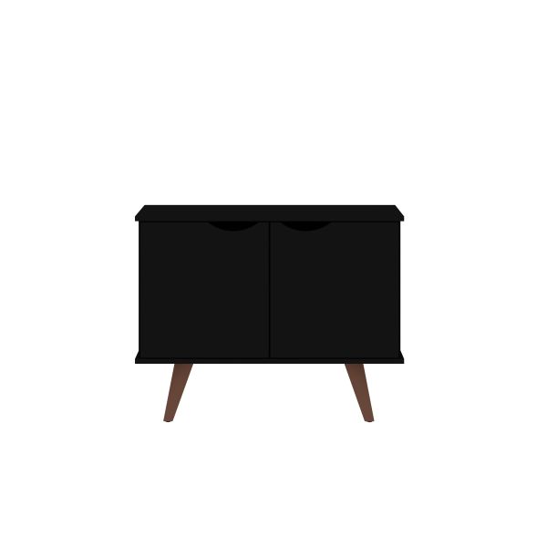 Hampton 33.07 Accent Cabinet with 2 Shelves Solid Wood Legs in Black