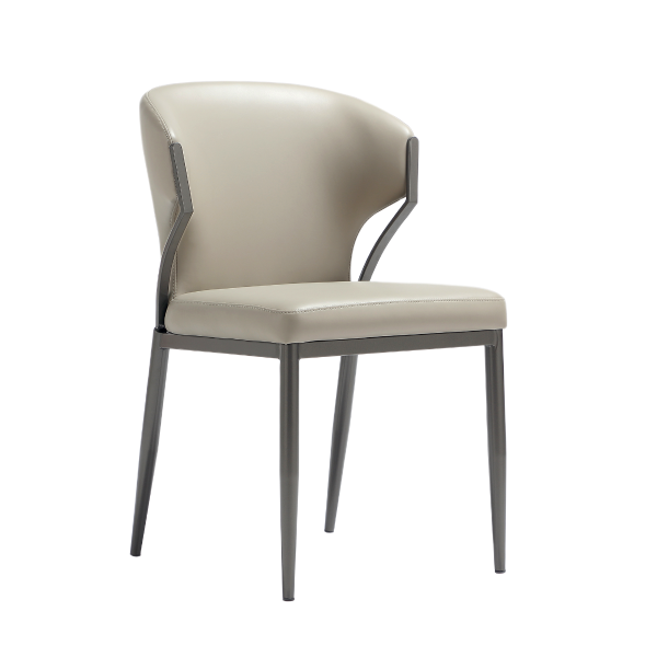 Kirsten Metal Vegan Leather Dining Chair in Light Grey - Set of 2