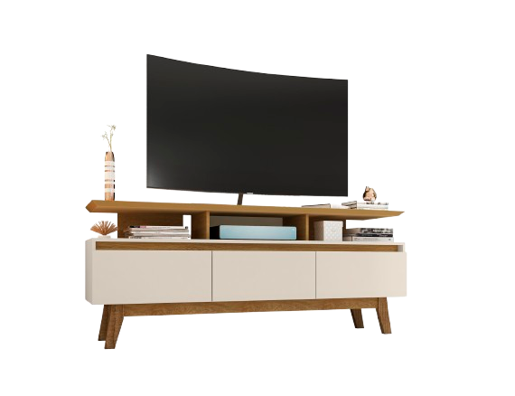 Yonkers 63" TV Stand in Off White and Natural