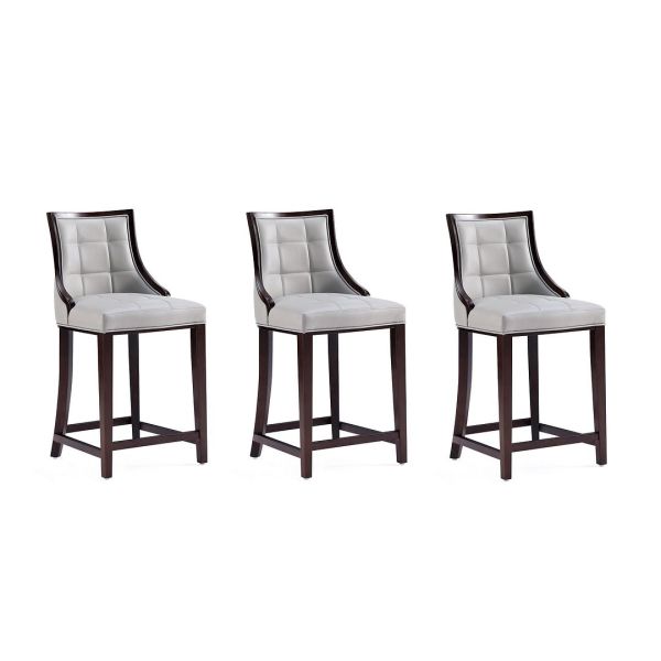Fifth Avenue Faux Leather Counter Stool in Light Grey (Set of 3)