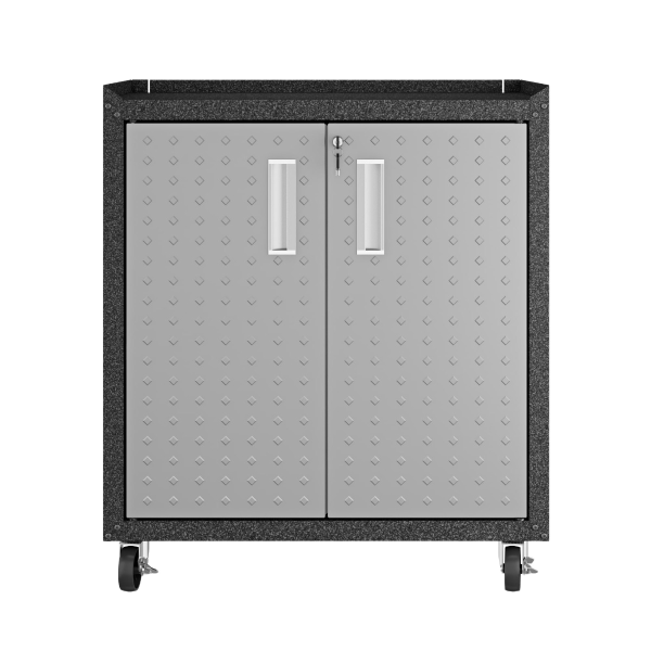Fortress Textured Metal 31.5" Garage Mobile Cabinet with 2 Adjustable Shelves in Grey