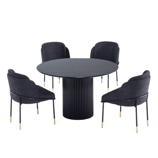 Flor and Hathaway 5-Piece Dining Set in Black