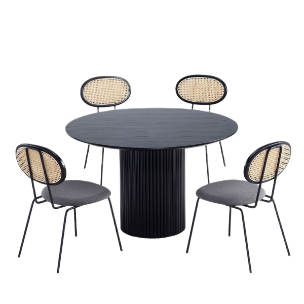Hathaway and Jardin 5-Piece Dining Set in Black and Weathered GreyBlack