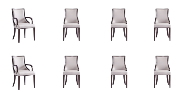 Grand Faux Leather 8-Piece Dining Chairs in Light Grey