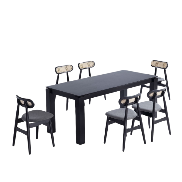 Colbert and Rockaway 7-Piece Dining Set in Black and Weathered GreyBlack