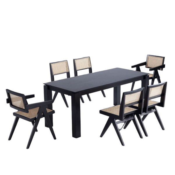 Hamlet and Rockaway 7-Piece Dining Set in Black and NaturalBlack