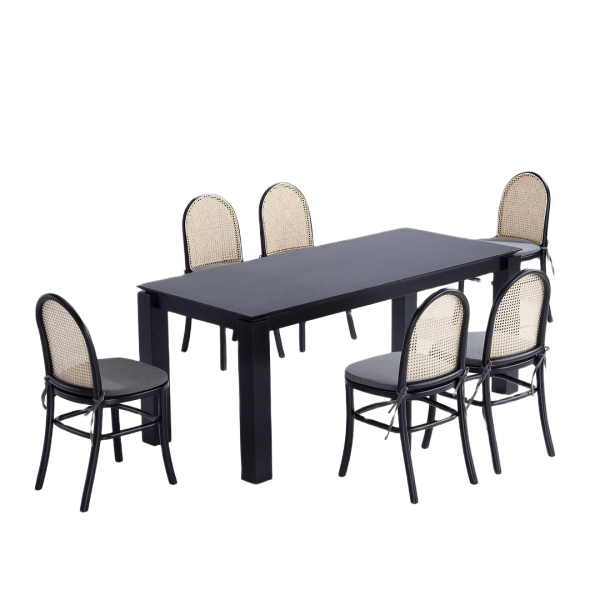 Paragon 1.0 and Rockaway 7-Piece Dining Set in Black and Weathered GreyBlack