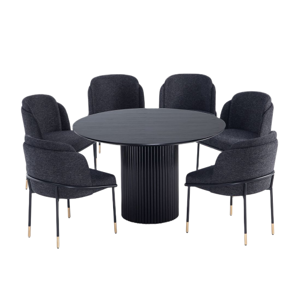 Flor and Hathaway 7-Piece Dining Set in Black