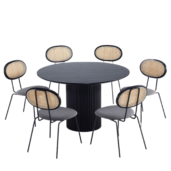 Hathaway and Jardin 7-Piece Dining Set in Black and Weathered GreyBlack