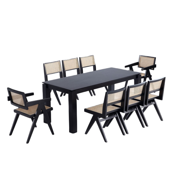 Hamlet and Rockaway 9-Piece Dining Set in Black and NaturalBlack