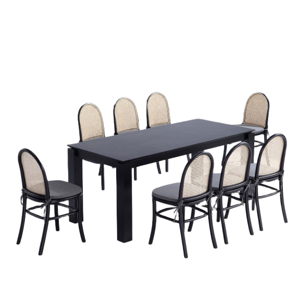 Paragon 1.0 and Rockaway 9-Piece Dining Set in Black and Weathered GreyBlack