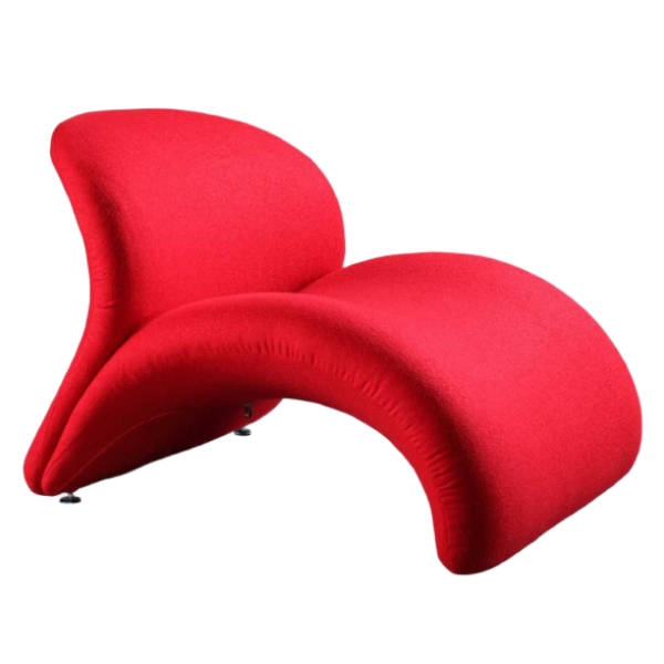 Rosebud Wool Blend Lounge Chair in Red