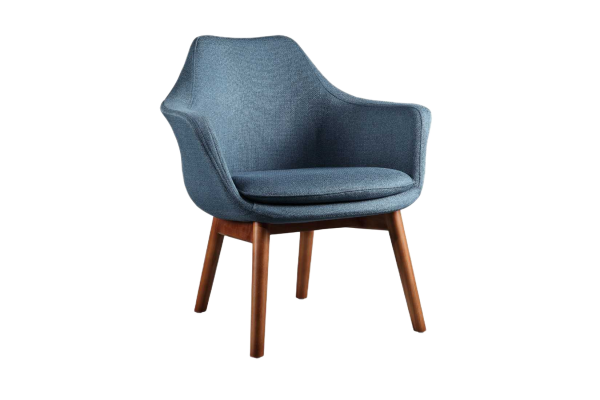 Cronkite Blue and Walnut Twill Accent Chair