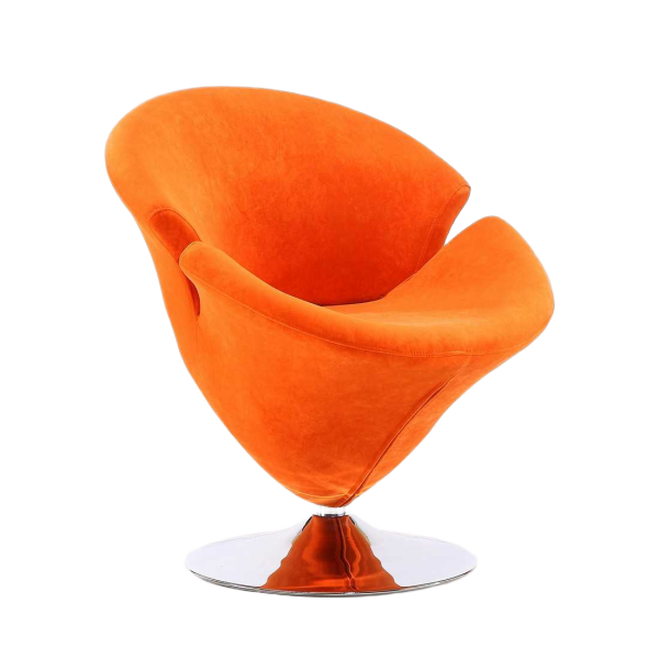 Tulip Velvet Swivel Lounge Chair in Orange