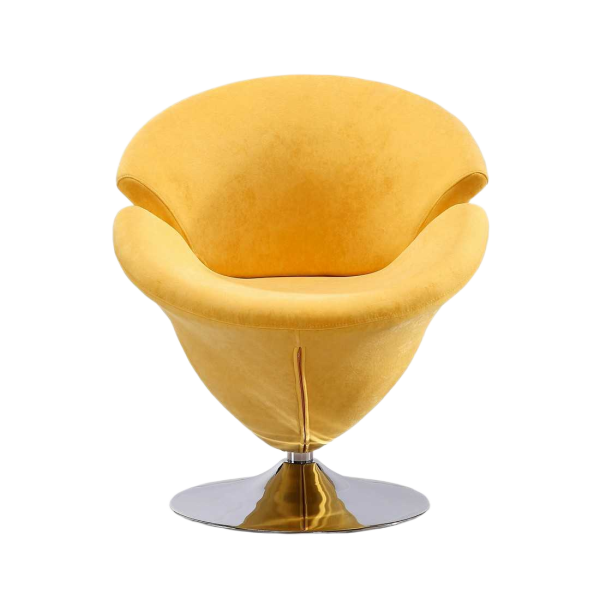 Tulip Velvet Swivel Lounge Chair in Yellow