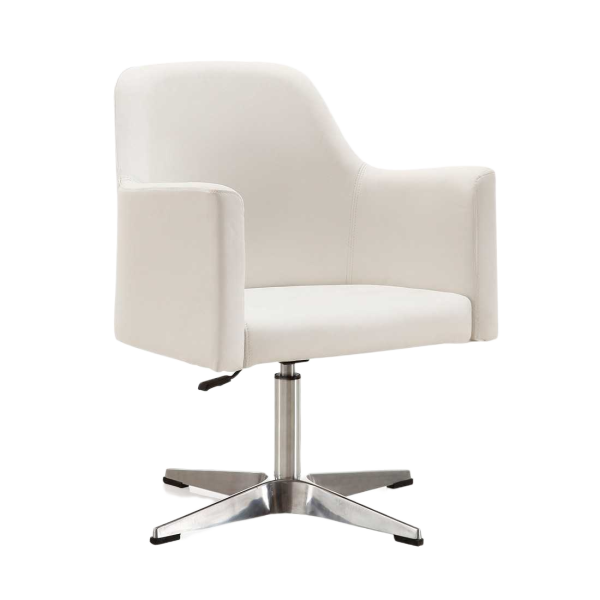 Pelo Vegan Leather Swivel Lounge Chair in White