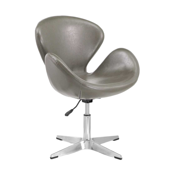 Raspberry Upholstered Swivel Lounge Chair in Pebble Grey