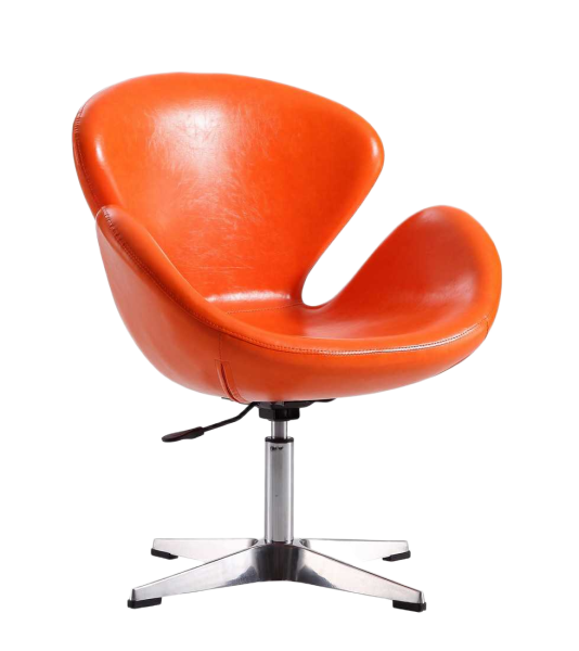 Raspberry Tangerine and Polished Chrome Faux Leather Adjustable Swivel Chair