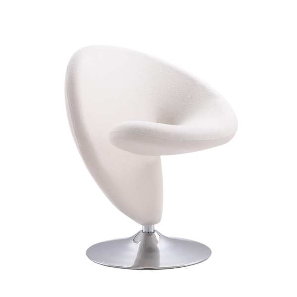 Curl Wool Blend Swivel Lounge Chair in Cream