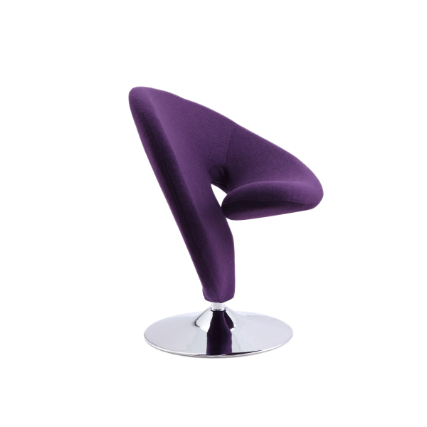 Curl Wool Blend Swivel Lounge Chair in Purple