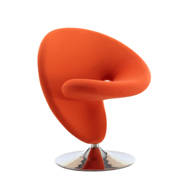 Curl Wool Blend Swivel Lounge Chair in Orange