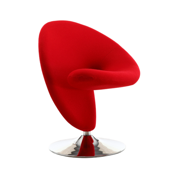 Curl Wool Blend Swivel Lounge Chair in Red