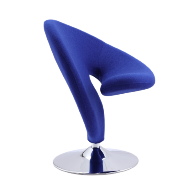 Curl Wool Blend Swivel Lounge Chair in Blue